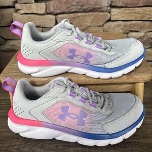 Under Armour UA Assert Running Athletic Color wave Shoes Girls Size 4Y
